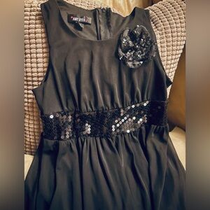 Amy Byer Black Sequin Formal Girl SIZE 12 Halter Dress